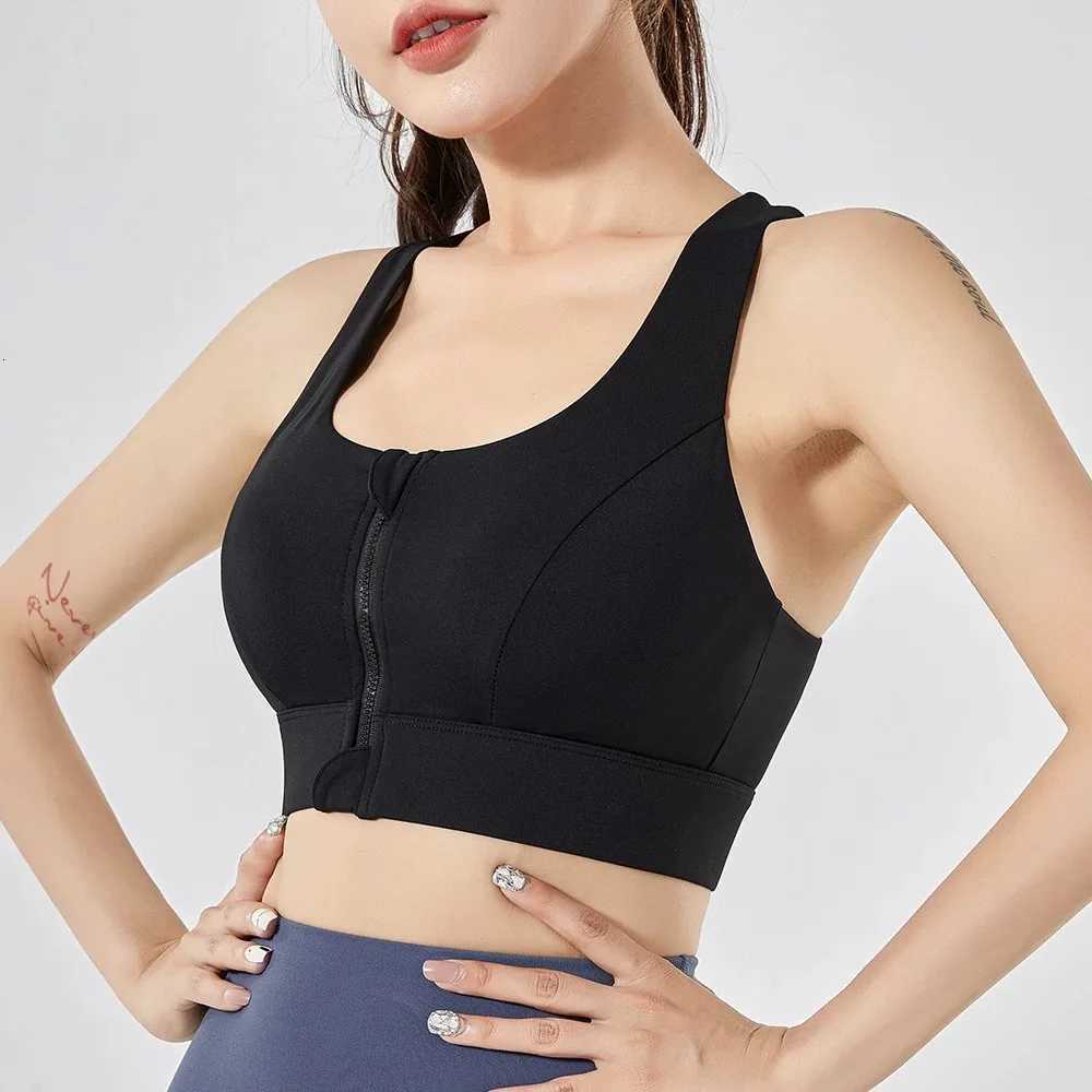 Large Size Womens Sports Fitness Bra Shock-Absorbing Gathered Front Zipper Design No Buckle Needed for Comfortable Fit Z250812