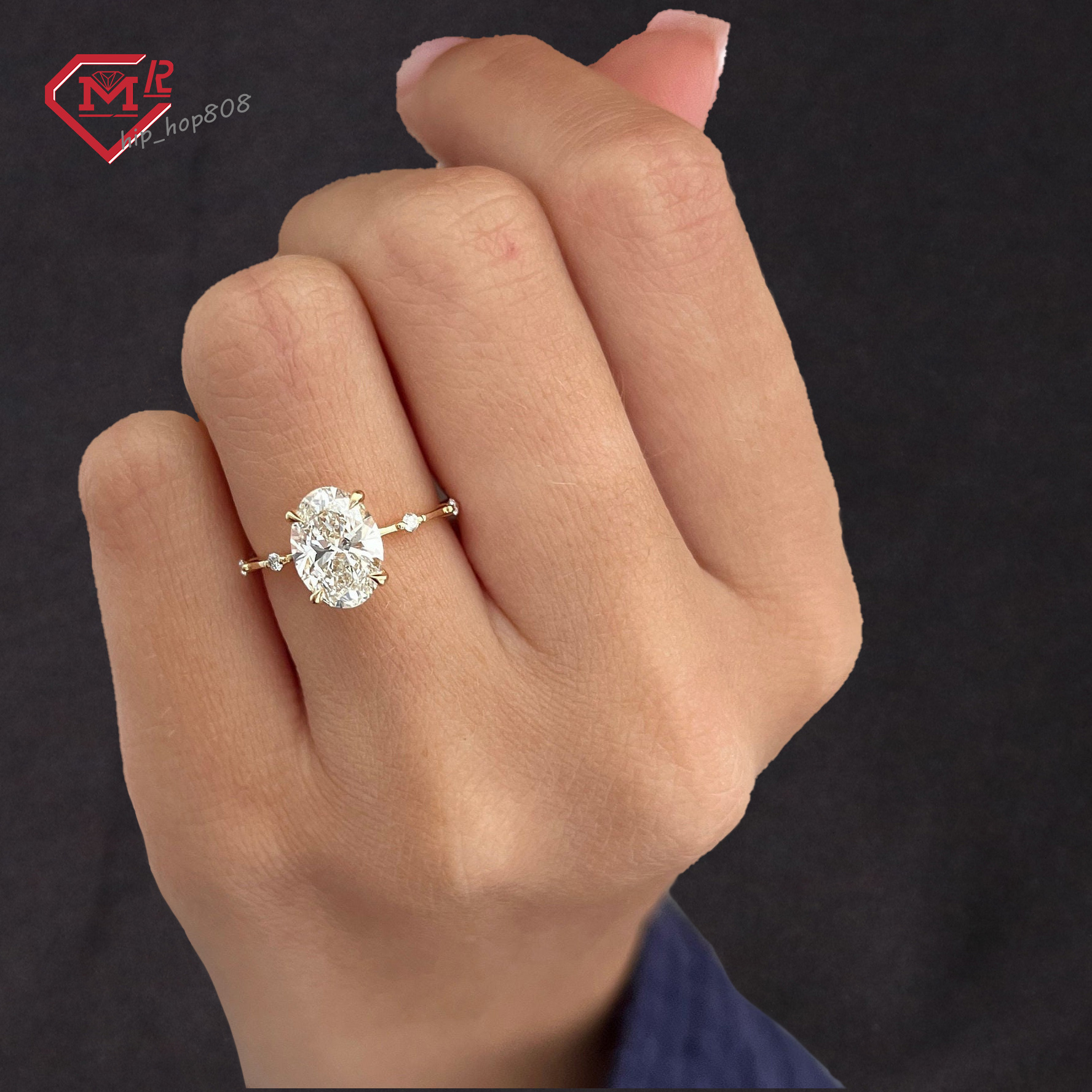 Luxury Gift Diamond Engagement Ring 925 Silver 2 CT Oval Cut F VVS2 Clarity Lab Grown Diamonds Ring