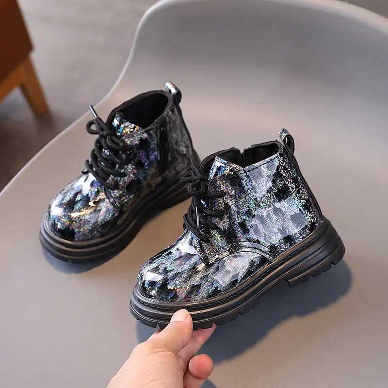 New Kids Boots Winter Children PU Leather Shoes Baby Girls Fashion Flat Boots Lightweight Waterproof Single Boots XJ250812