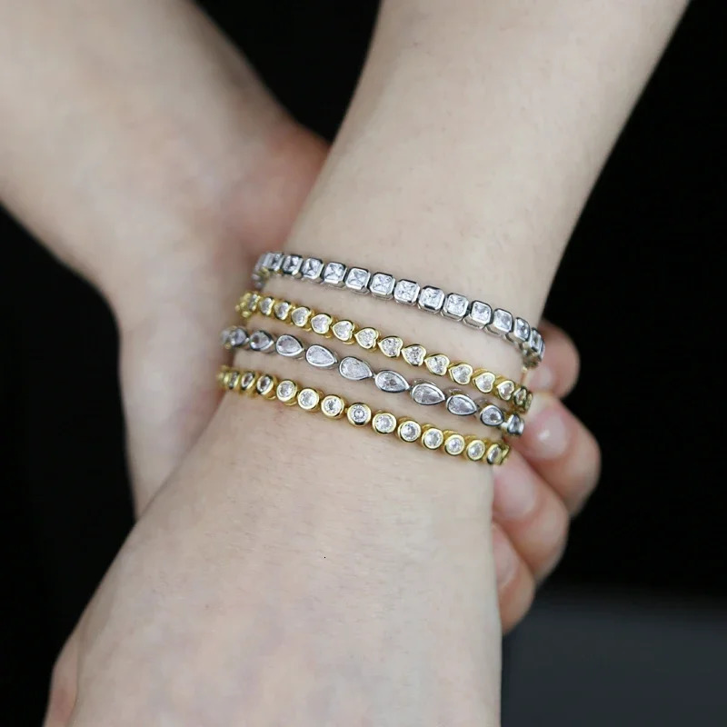 Geometric 4 Different Shape CZ Tennis Bracelets Micro Paved 5A Zirconia Gold Silver Color for Women Fashion Jewelry Trendy 250807
