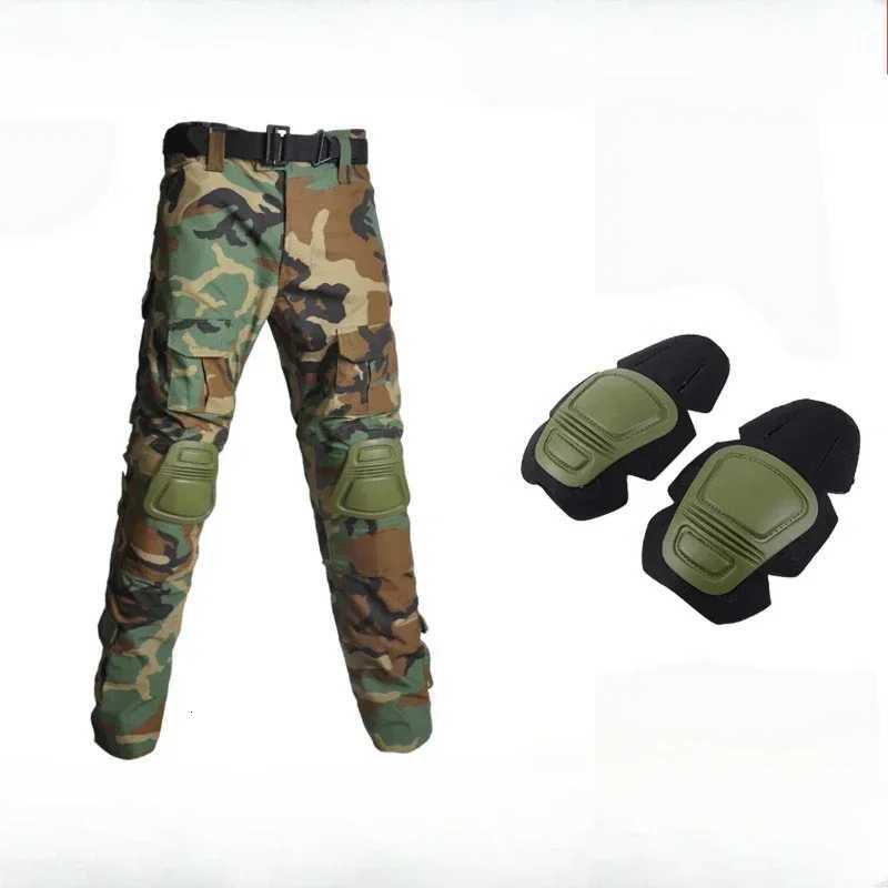 Outdoor Men Combat Pants + Knee Pads Tactical Pants Hiking Camo Pants Working Hunting Clothes Wear Resistant Multi-pocket X250812