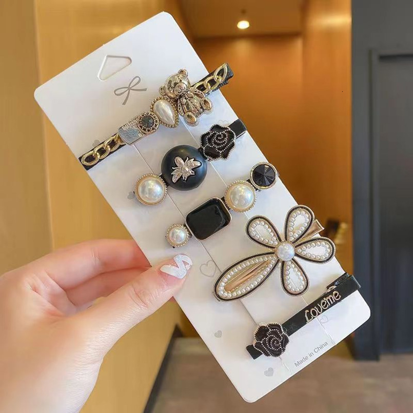 Korean Style Feather 6-Piece Set Simple Side Front Hairpin One-Word High-End Feel Girl Bangs Clip Hair Accessories