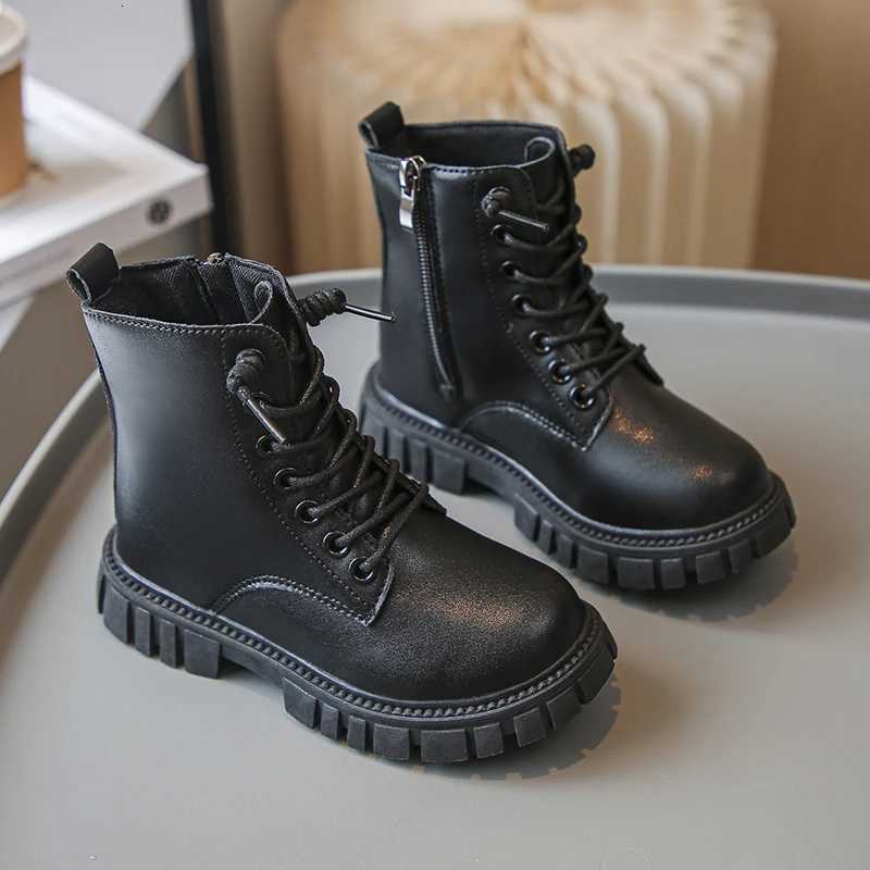 100% Cotton Linen Cotton Linen Cotton Boots Spring Autumn Girls Causal Black Leather Boots Fashion Non-slip Kids School Thick Bottom Boots XJ250812