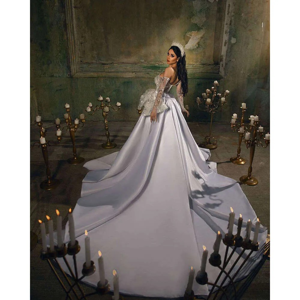 Luxury White Mermaid Wedding Dresses Sweetheart Sequins Beading Detachable Train Princess Bride Dress Vestido de Novia Custom Made