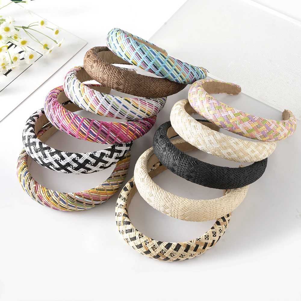 Vintage Straw Weave Band For Wen Raffia Hairbands Girls Stripe Hair Hoop Band Turban Bezel Women Fashion Hair Accessories X250812