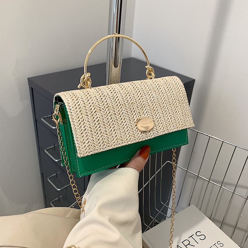 Summer Stylish for Women New Woven Simple Fashion Korean Version Textured Chain Trendy Crossbody Small Square Bag ddmymarket