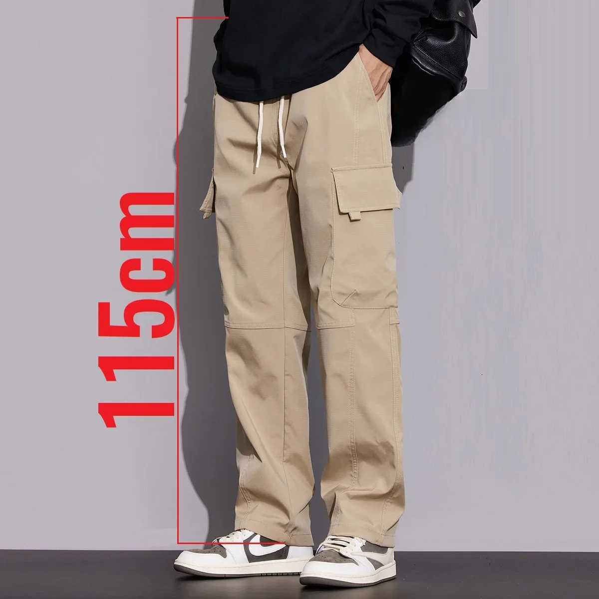 New in Tall Men Cargo Pants Elastic Waist Extra Long Length 115cm Male Waterproof Trousers Lengthened Slim Thin Leg 190cm 200 cm X250812
