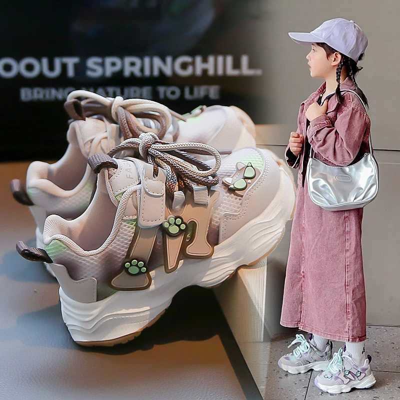 2025 Spring New Girls Boots Childrens Shoes Sports Shoes Soft Soled Girls Casual Shoes Breathable Mesh Shoes Kids Shoes M250812