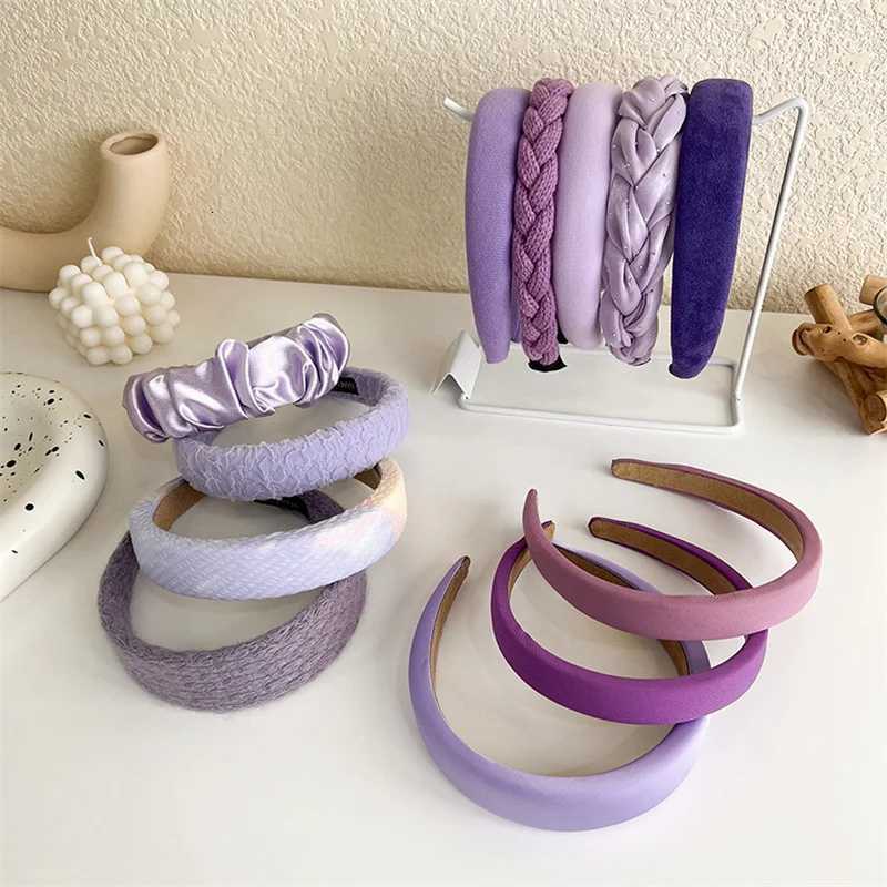 Korea Ins Purple Band Wens Fashion Solid Color Wide Band Girls Cute Sweet Hairbands Hair Hoop Fem Hair Accessories X250812