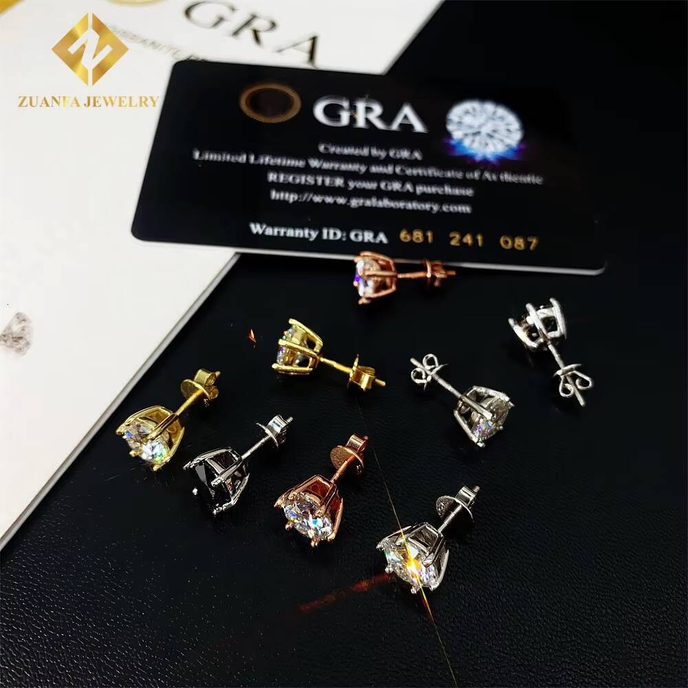 7.5mm Diamond 925 Sterling Silver VVS D Moissanite 6Prongs Ear Studs Pendant Necklace Men Women Jewelry Hip Hop Stud Earrings
