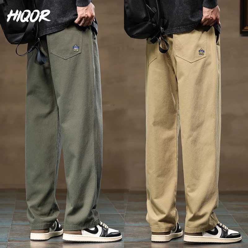 100% Cotton Mens Casual Pants Fashion Jogger Pants Loose Straight Wide Leg Trousers Cotton Vintage Cargo Pants Men Solid Streetwear Men W250812