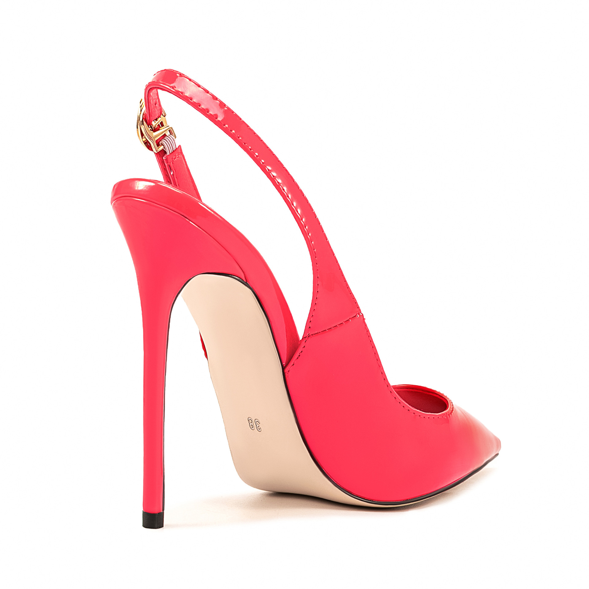 Gradient Gloss Stiletto Sandals - 8/10/12cm Adjustable Heel Pointed Toe Pumps (Barbie Pink/Sunshine Yellow/Magenta Rush/Fire Red)