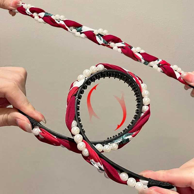 100% Pearl Face Washband Anti-Slip Woven Band High-End Feel Outing Hair Tie Pearl Hair Band Hair Accessories X250812