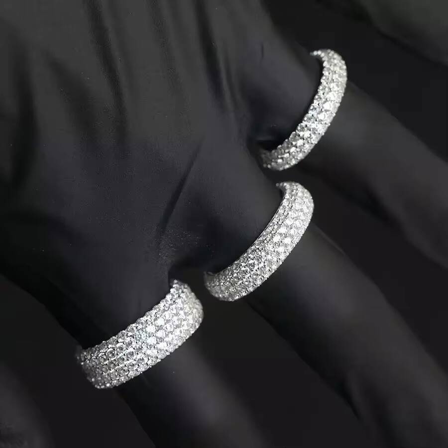 Excellent Mens Jewelry 3rows Moissanite Diamond 18k Gold Plated Sterling 925 Silver Ring for Mature Man