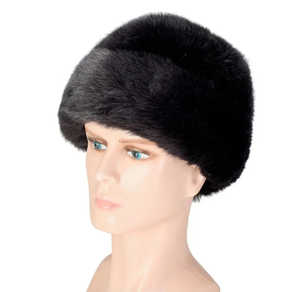 Casual Faux Fur Hat Solid Color Windproof Bucket Hats Ear Warmer Cap Men 250808