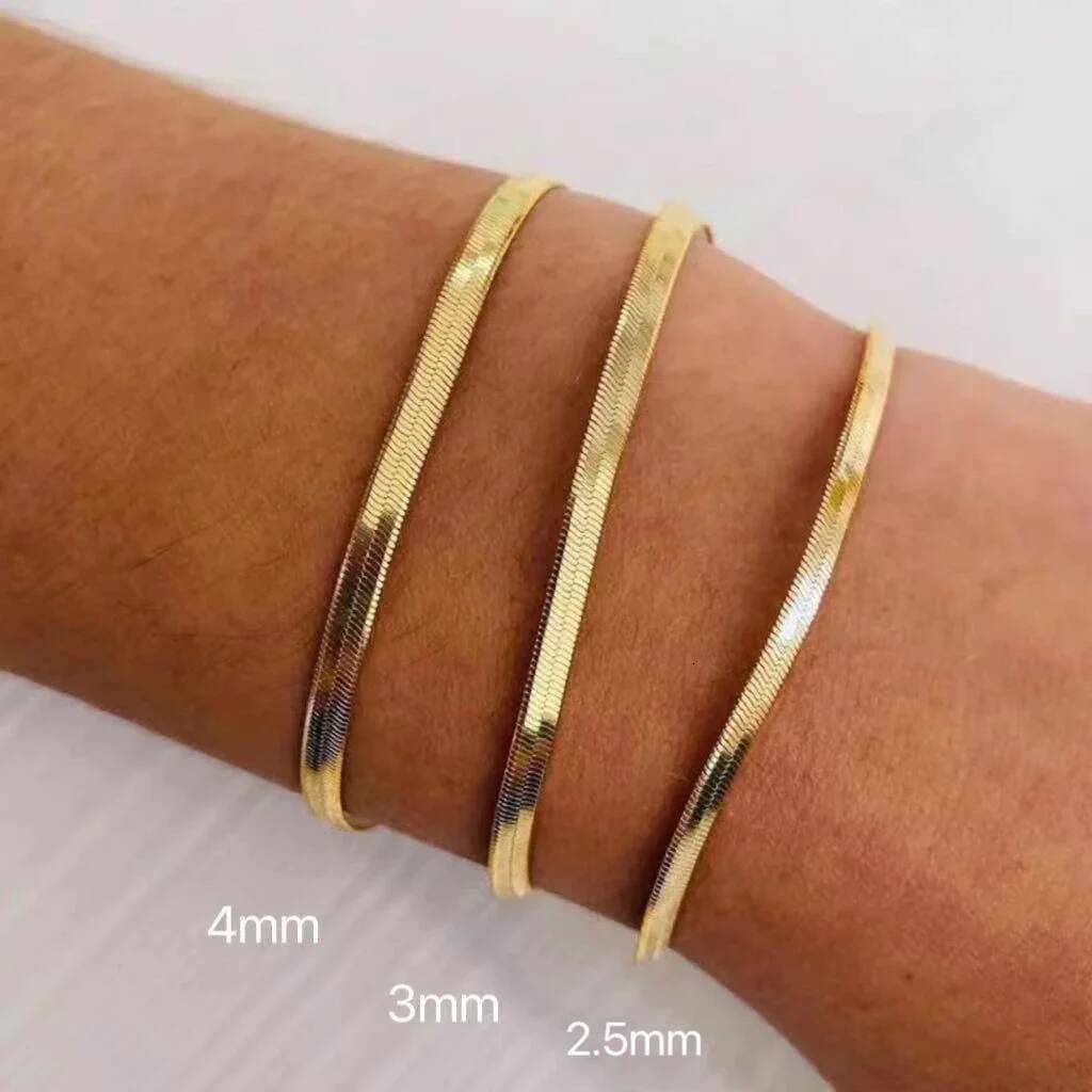 Mariasz Minimalist 16/18cm Stainless Steel Classic Snake Gold Color Width 2.5/3/4MM Chain Bracelet For Women Jewelry Gift