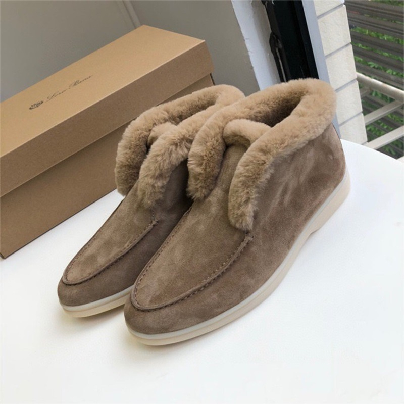 Autumn winter sheep suede shoes womens flat bottom hairy single boots snow boots real leather shoes keep warm autumn and winter