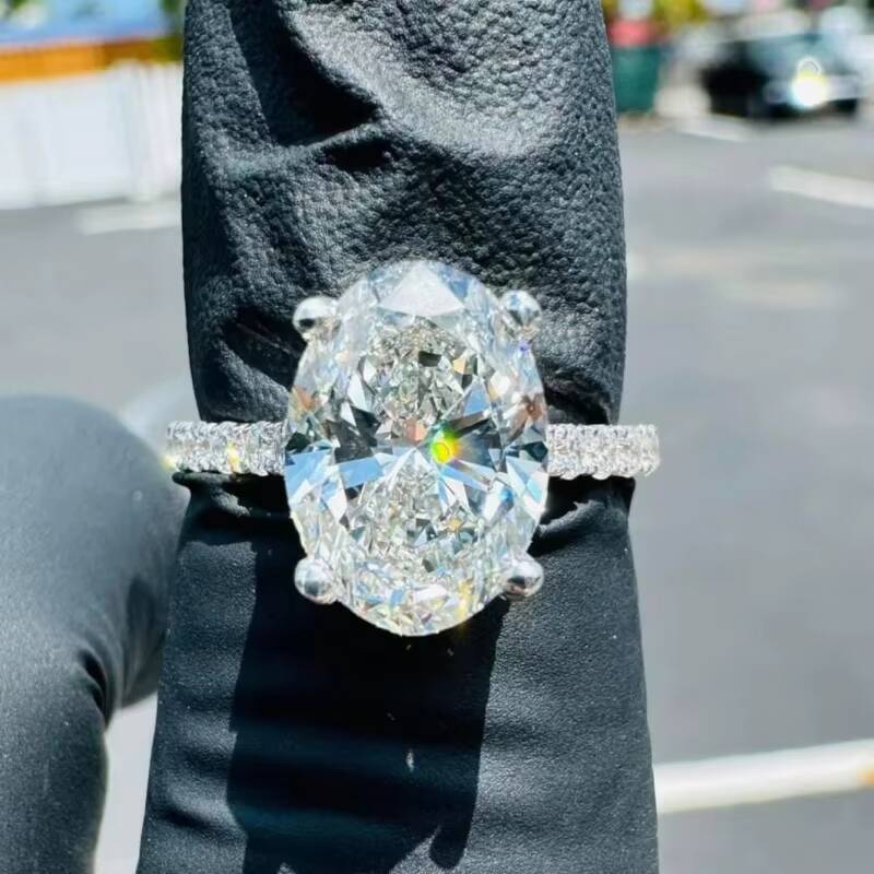 CVD HPHT Oval Cut Moissanite Diamond Jewelry Rings 14k Gold Solid Custom for Women Men Engagement with Certification