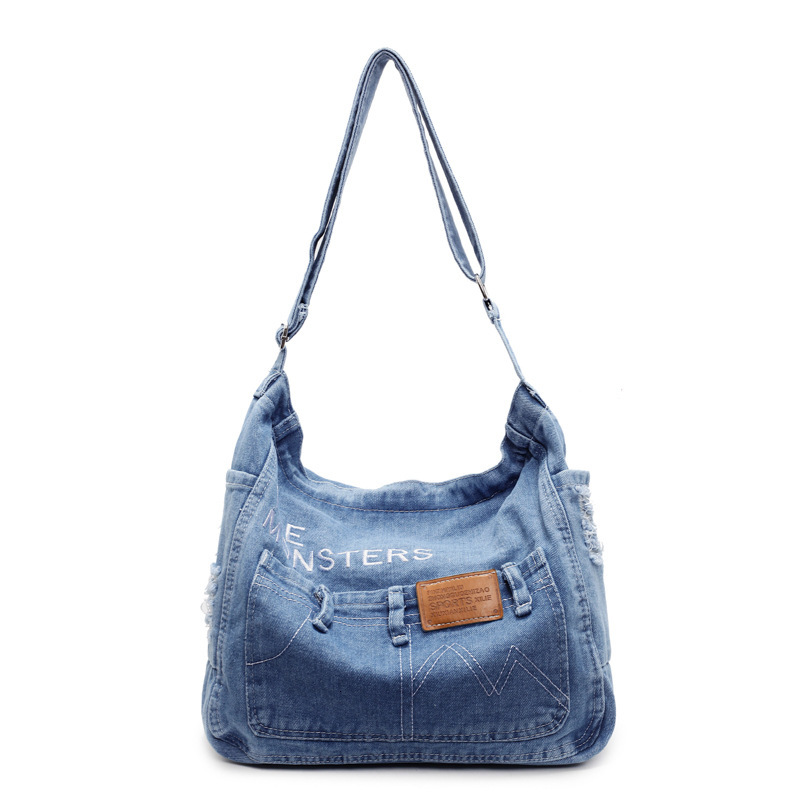 Design Washed Denim Travel Trend Large Capacity Shoulder Lazy Style Student Commuter Crossbody Bag