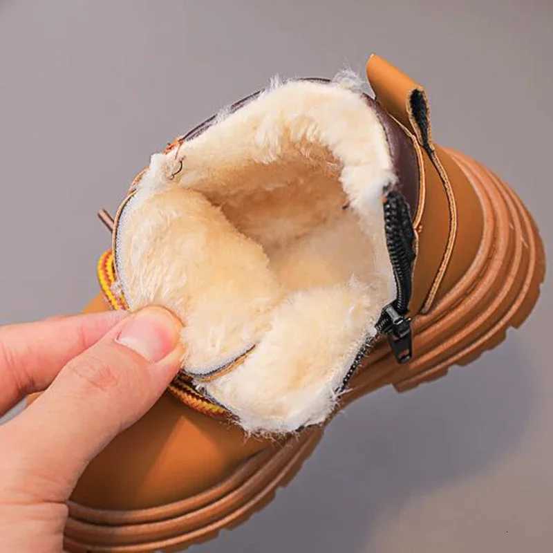 Winter Boots for Kids Leather Shoes Fashion Warm Non-slip Boys Student Shoes Outdoor Short Boots XJ250812