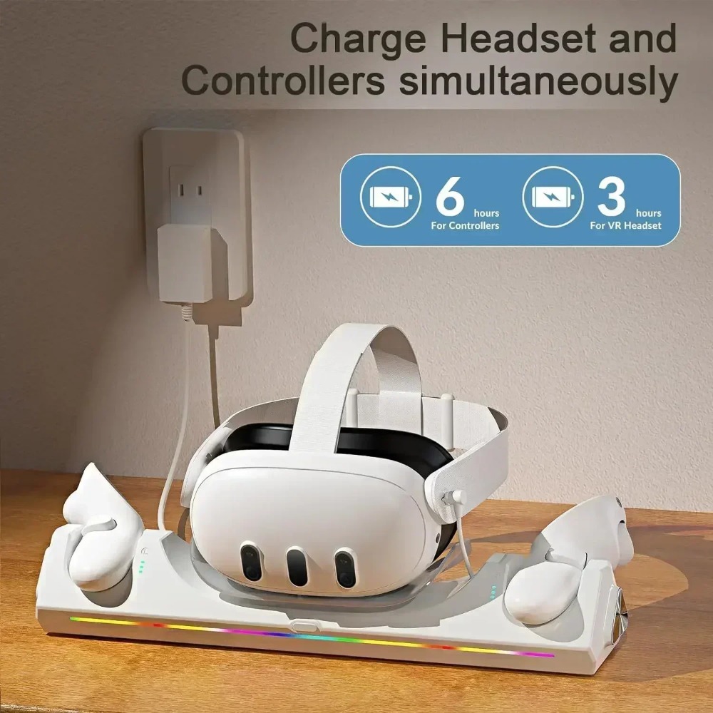 Charging Dock For Meta Quest 3/3S Accessories VR Desktop Display Holder for Oculus Quest 2 Charger Station With LED Indicator