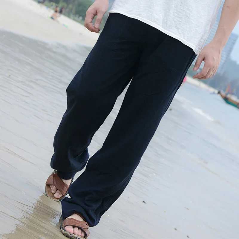 Mens Beach Pants Joggers Streetwear Cotton Linen Sweatpants Casual Pants Hawaiian Vacation Loose Summer Long W250812