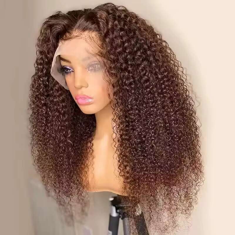 13X4 Lace Front Human Pre Plucked Virgin Brazilian Hair Glueless Curly Wigs 180% Density For Woman