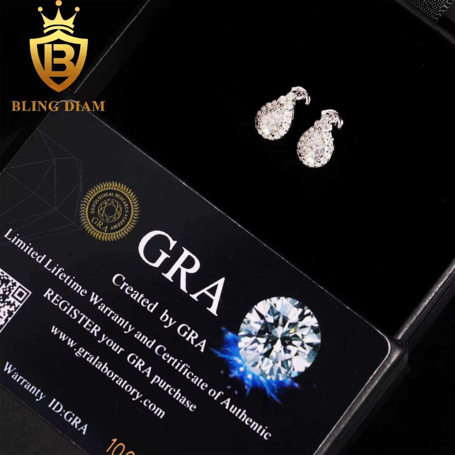 Women Jewelry 925 Sterling Silver Pear Shape Drop Earrings Studs Necklace Set Vvs Moissanite Lab Grown Diamond