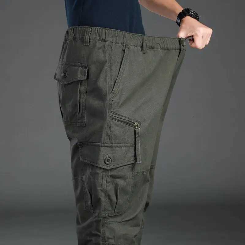 igh Quality Mens Tactical Pants Elastic Waist Cargo Large Size Cotton Pants Multi-Pocket Trousers Sports Training Work Pants X250812