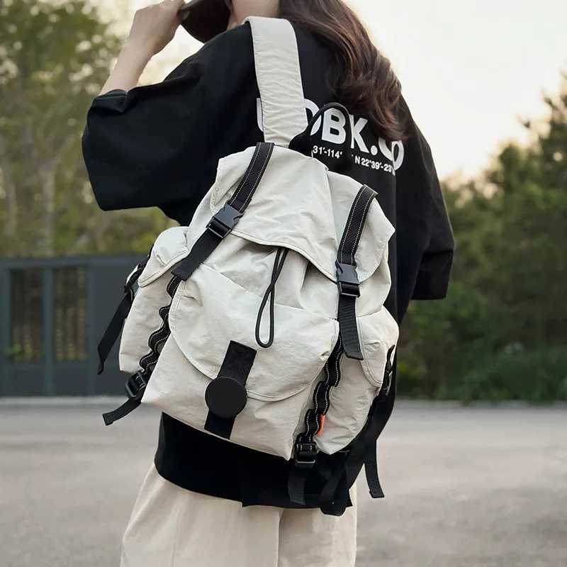 Outdoor Backpack Large Capacity Drawstring Flip Backpack Unisex Lightweight Travel Bag Camping Mountaineering Bag Computer Backpack Student School Bag