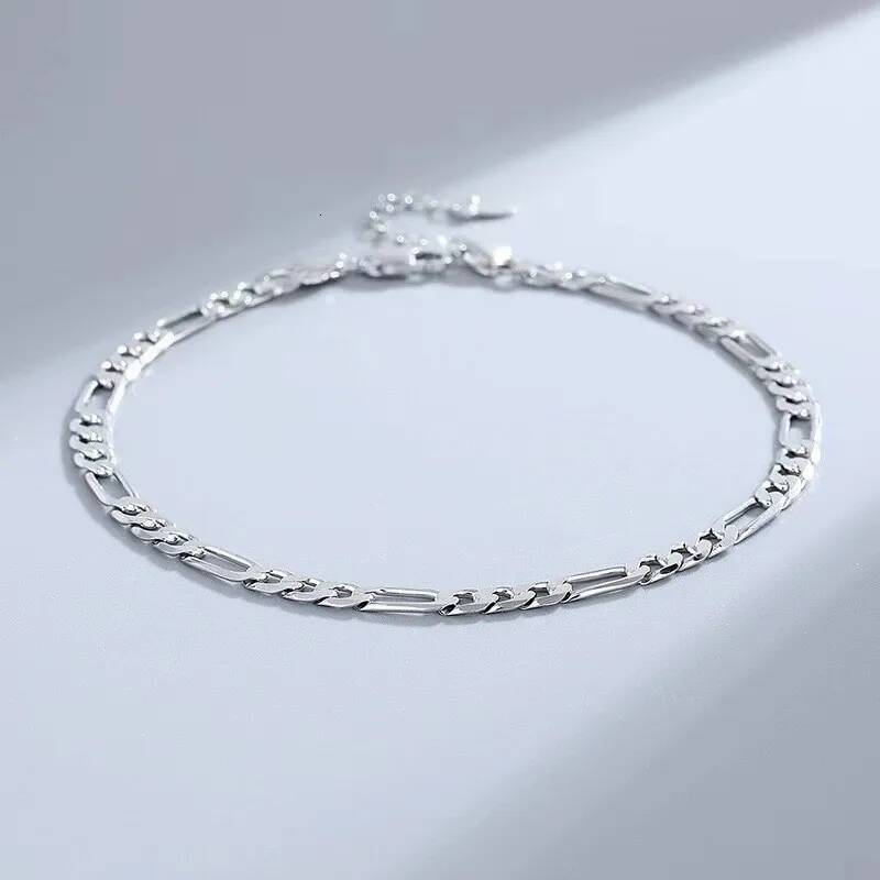 Cute charms sterling Sier Bracelets Anklet 4MM chain for Women men Wedding Lady Noble Pretty Jewelry Fashion Nice Chain