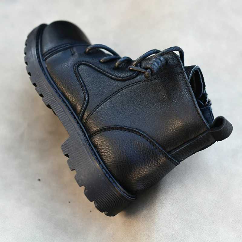 New Cowhide Boys Ankle Boots Genuine Leather Spring Winter Kids Shoes Baby Girls Snow Boots Non-slip Childrens Shoes XJ250812
