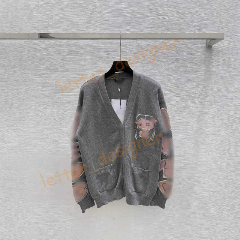 Designer Women's Sweaters Correct version 25 Early Autumn New Cartoon V-neck Long Sleeve Knitted Cardigan Wool Top for women fashion coat