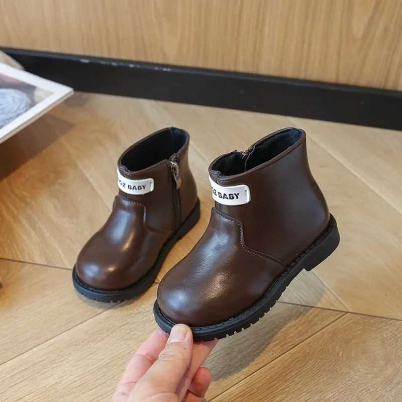2025 Autumn Winter New Children Leather Shoes for Girls Fashion British Style Soft Bottom Anti-slippery Versatile Short Boots XJ250812