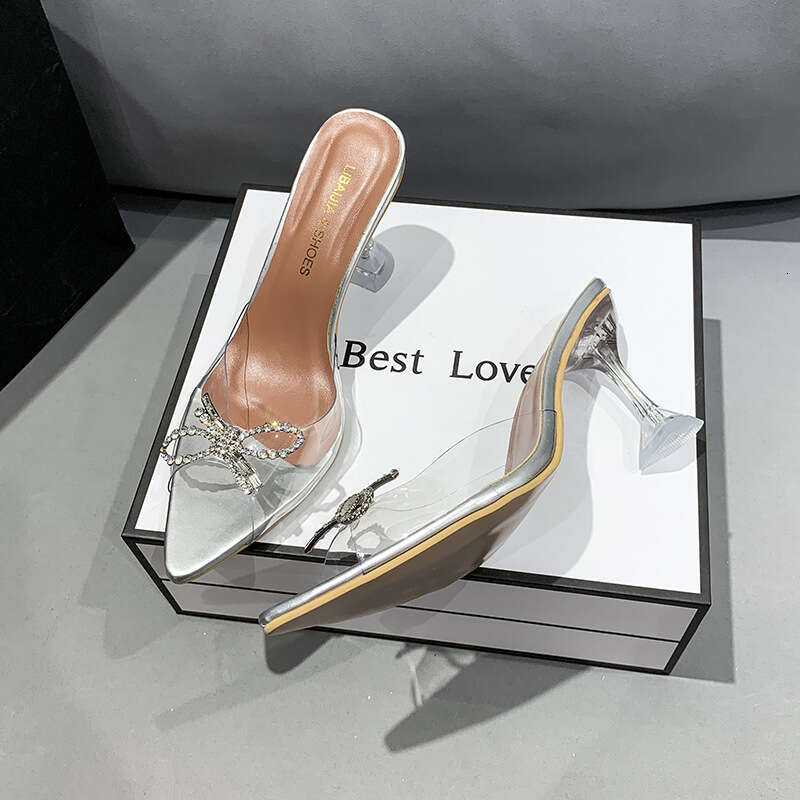 Plus 34-43 Size Butterfly Knot Designer shoe Stiletto Crystal Sandals for Women One Strap Designer Pointed Toe High Heel Slippers