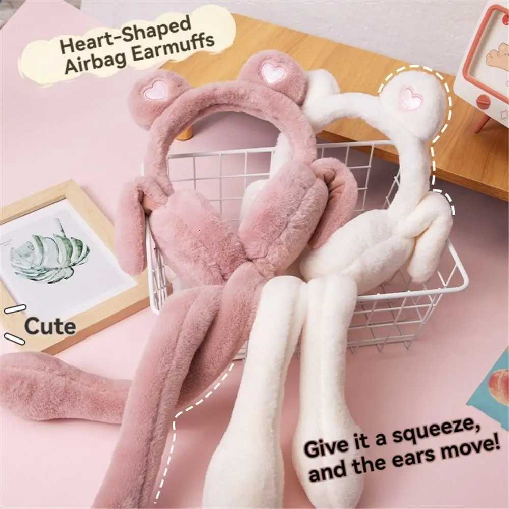 ute Moving Jumping Ears Winter Warm Earmuffs Heart Bear Airbag Plush Ear Muffs Outdoor Ear Covers for Ladies Girls XJ250812
