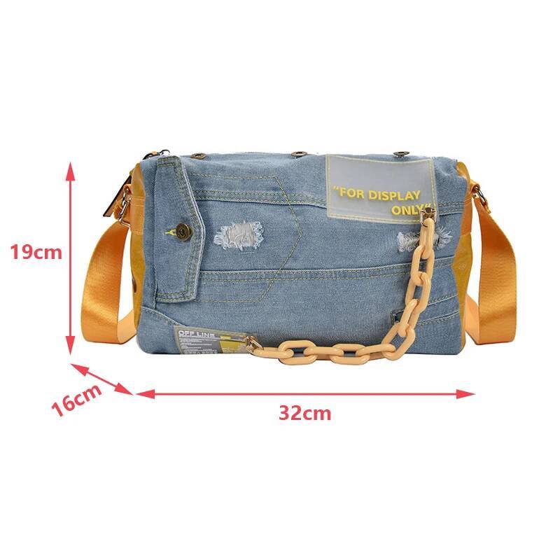 Fashion Denim Shoulder Large Capacity Travel Designer Women Bags Blue Jeans Crossbody Bag Female Big Purse