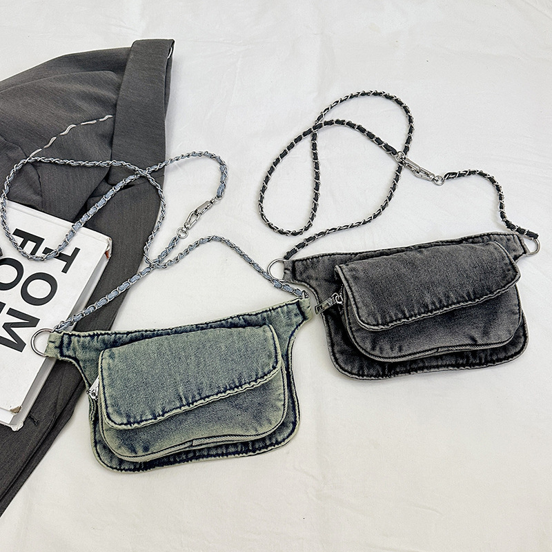 Korean Style Denim Casual Crossbody Women Underarm Motorcycle Summer New Multi-Pocket Shoulder Bag