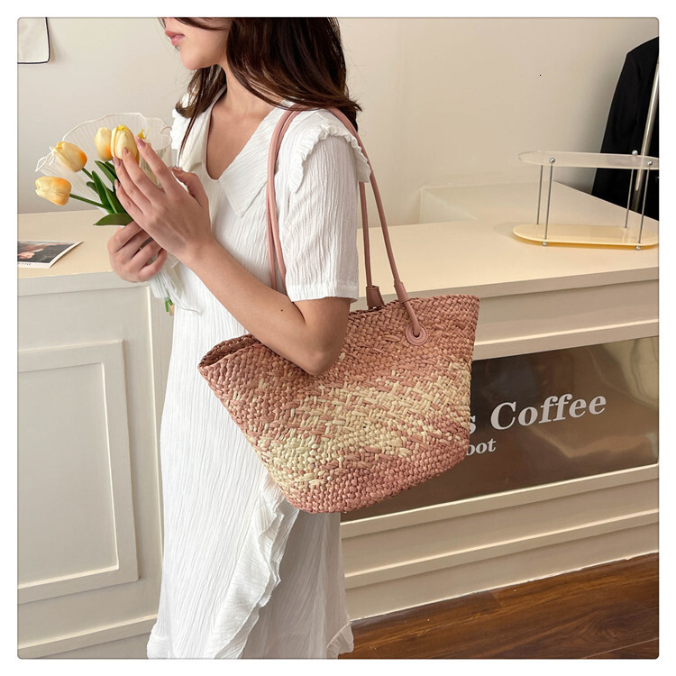 Free Shipping 2025 New Women's Designer Gradient Texture Woven Handbag Beach Vacation Shoulder Bag High-quality Armpit Bag Wallet