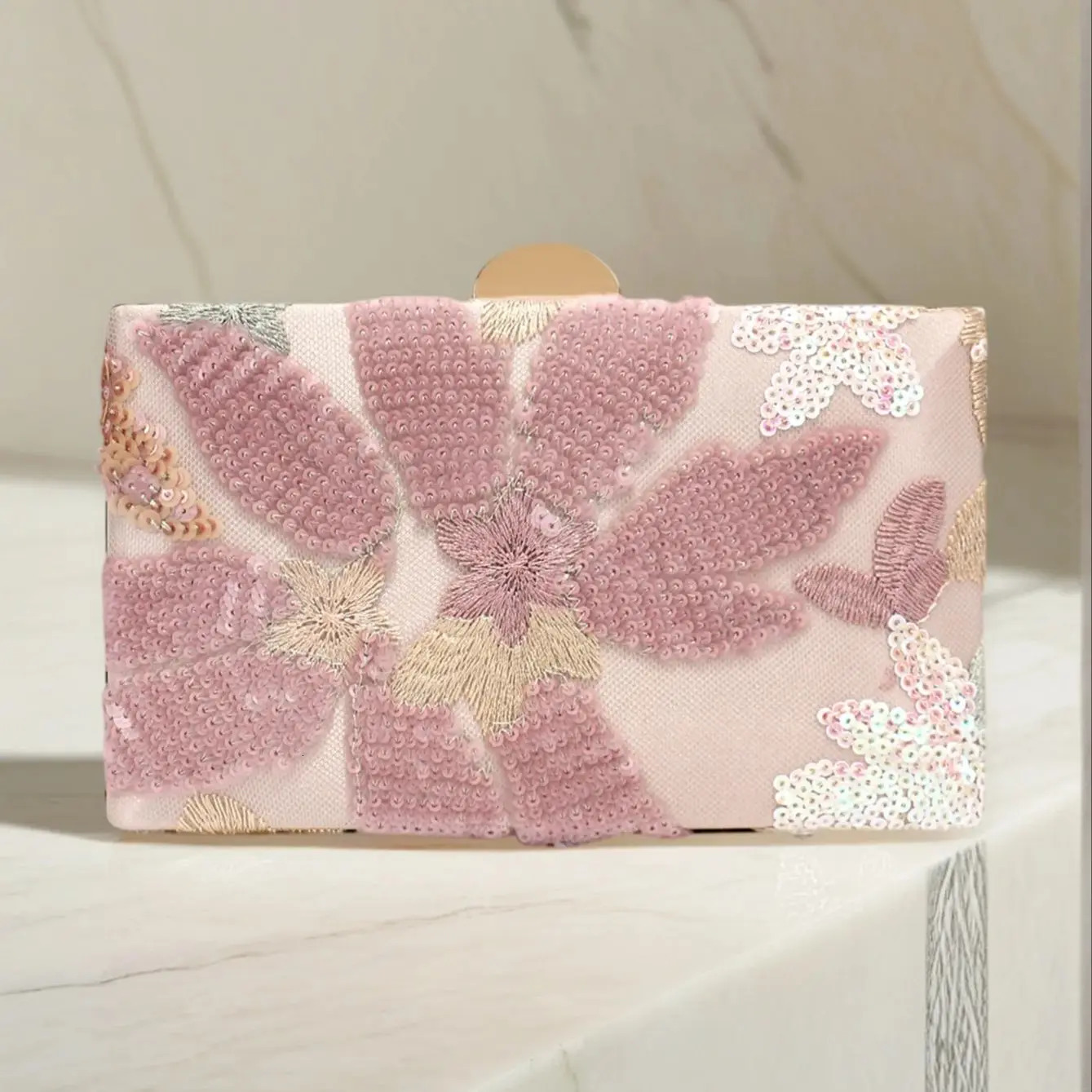 Random Pattern Womens Floral Pattern Clutch Bag Fashion Retro Sequin Embroidery Floral Chain Evening Bag Mini Box Bag For Par 250809