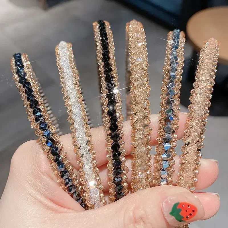 Korean Crystal Bezel Wear Wen Band Girls Vintage Hair Bands Wide Hairband Hoop for Wedding Party Hair Accessories X250812