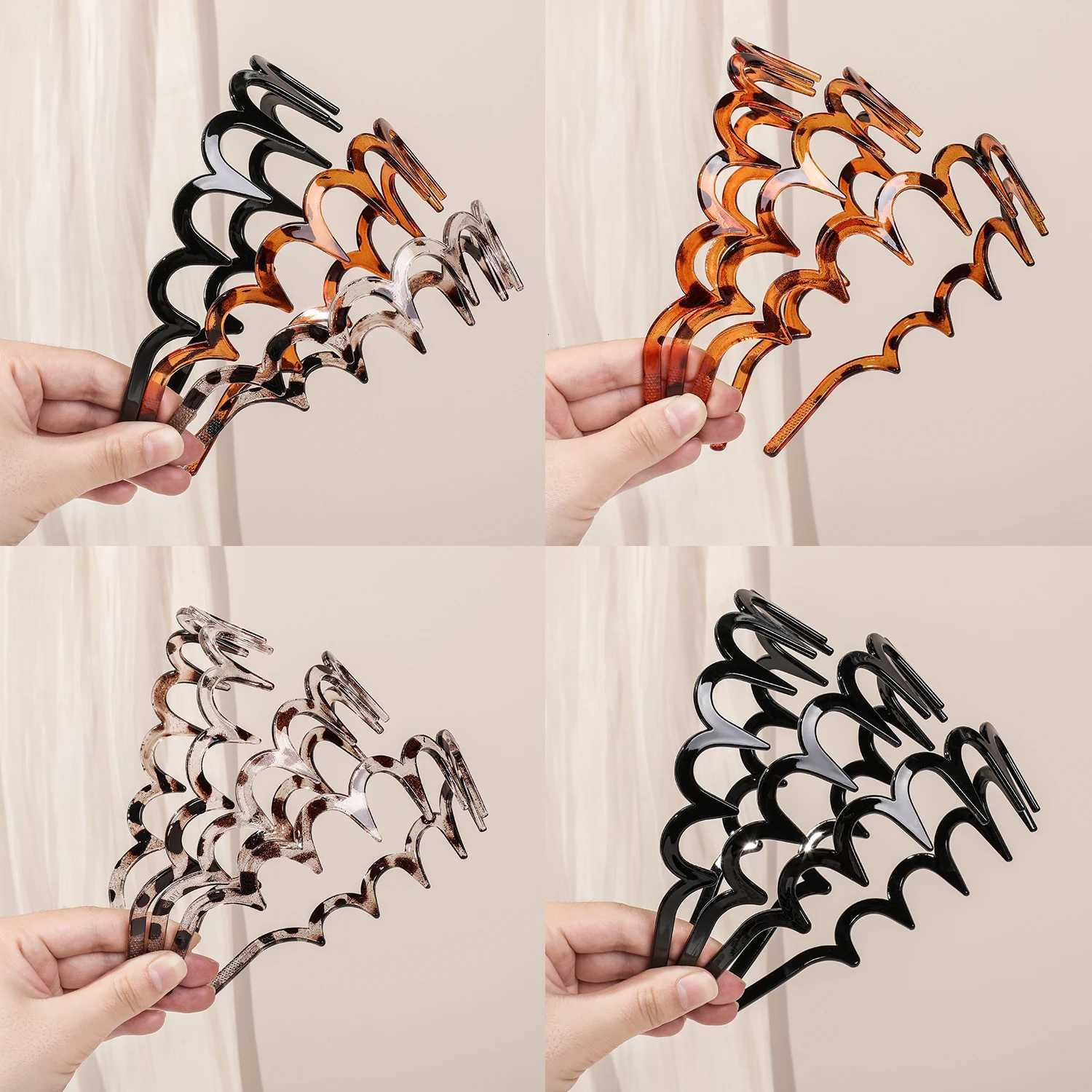3PCS Non-Slip Fashion Plastic Bands with Teeth Loop Hair Accessory for Women Men Teen Girls Hair Decorations X250812