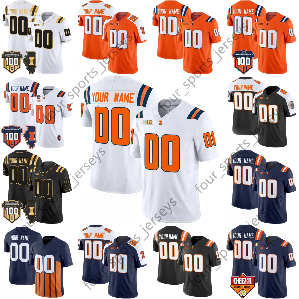 Illinois Fighting Illini Football Jersey PAT BRYANT LUKE ALTMYER Zakhari Franklin Kaden Feagin Pat Bryant Dick Butkus Red Grange CaLil Valentine 123123