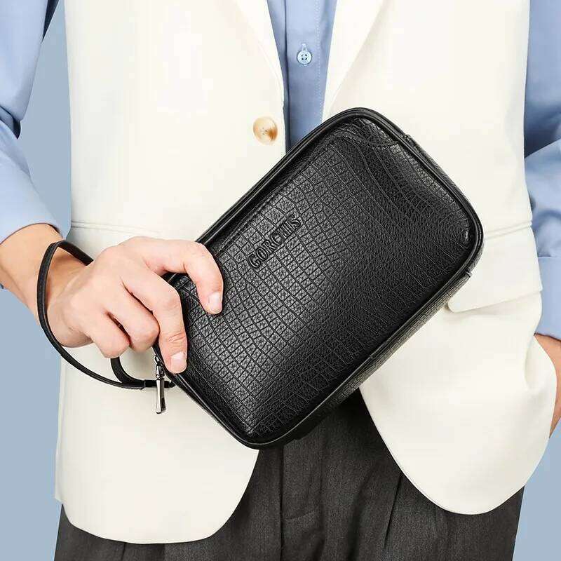 for men Password lock design crocodile skin solid color men's handbag wallet card clutches bag 2024 clutch