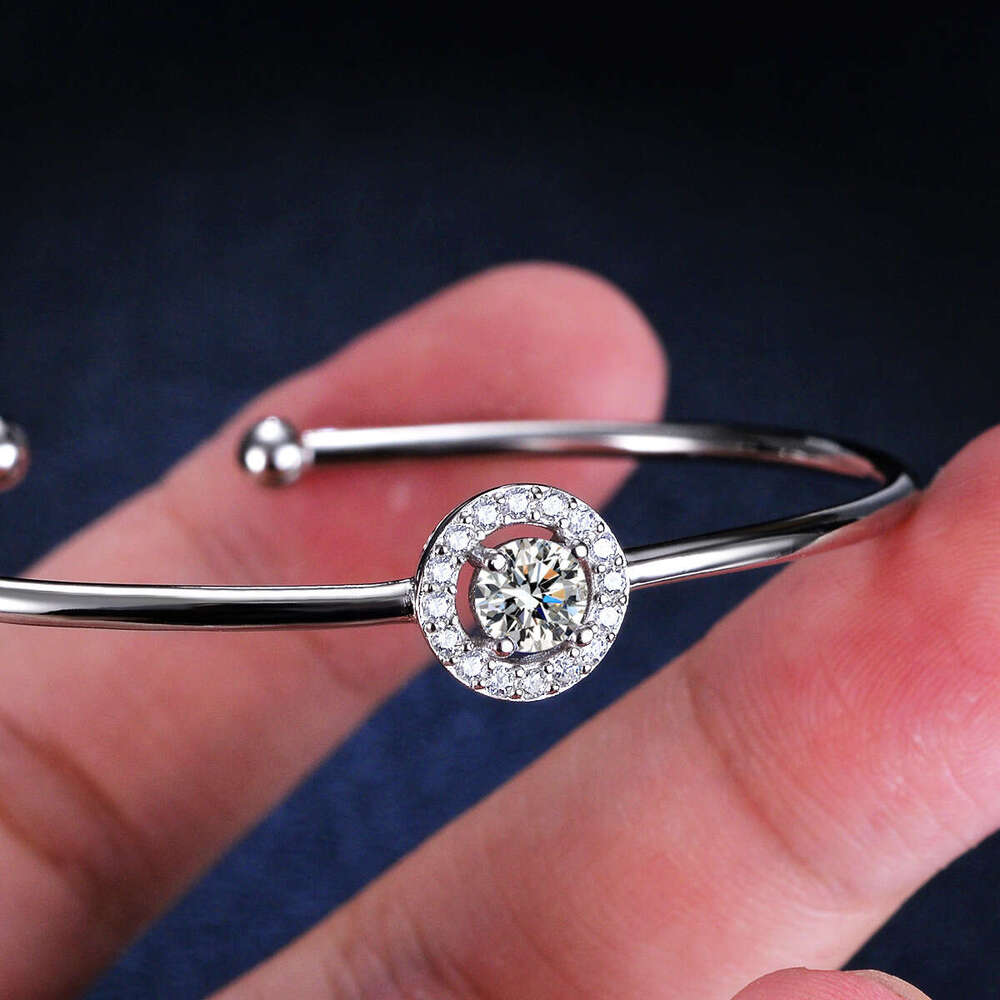 Sier Moissanite Stone Round Jewelry Wrap Designer Bracelet for Women Live Stream TikTok Direct