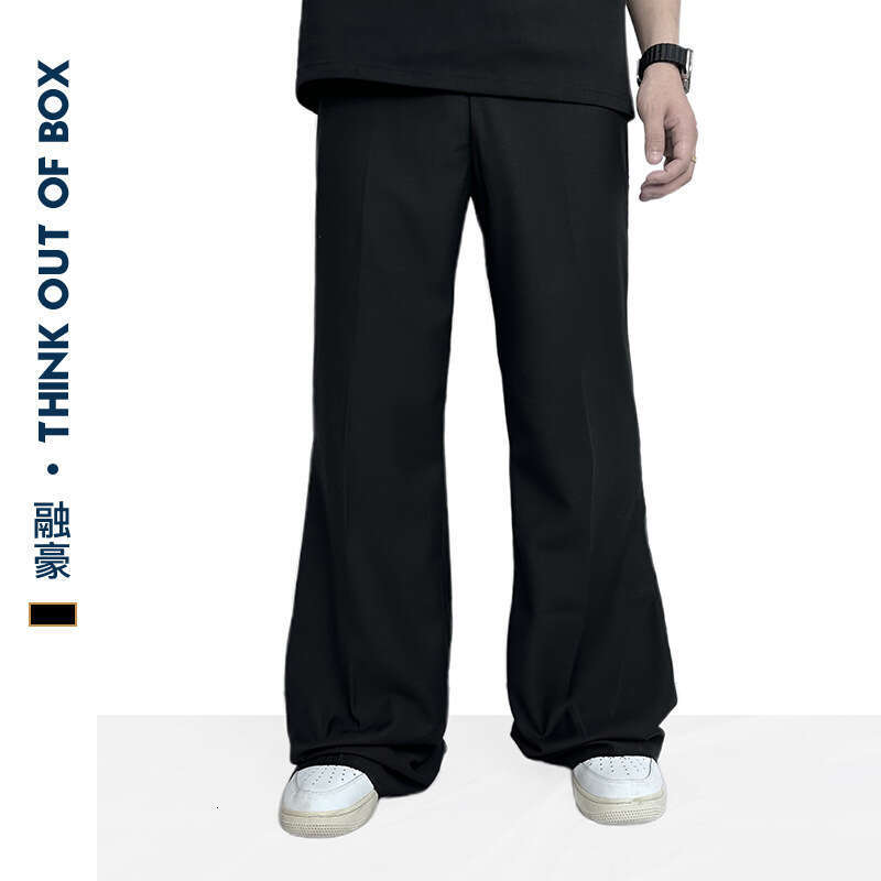 Summer Casual Dress Unisex Commuter Versatile Slimming Waist Adjustable Button Design Straight Long Pants B5