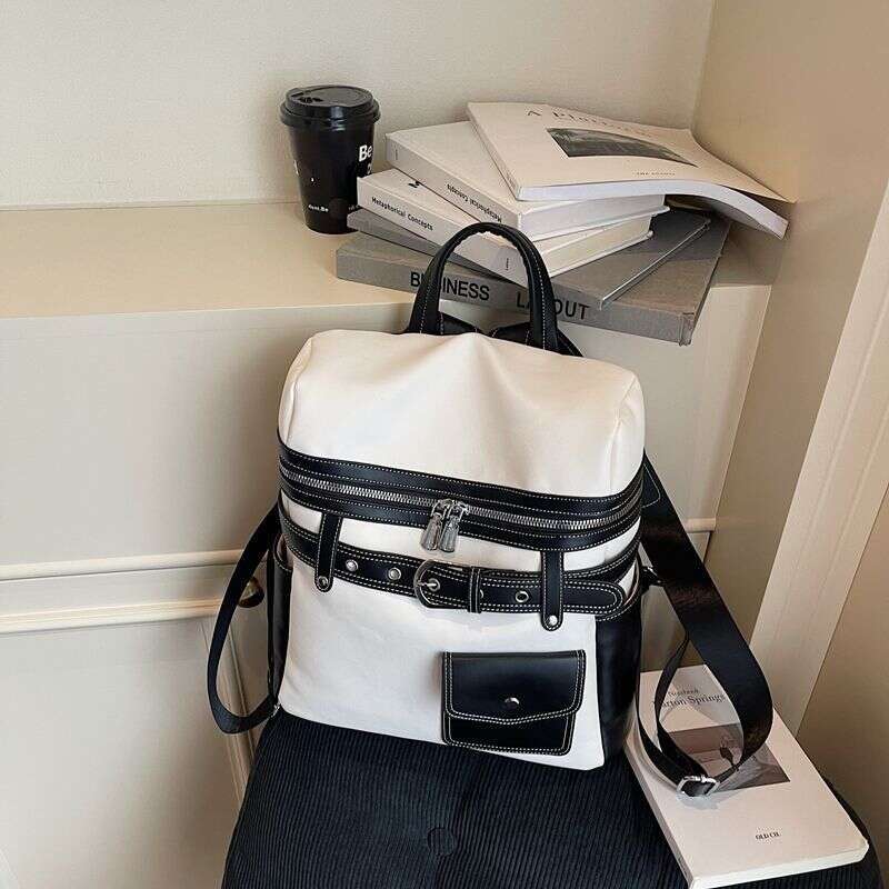 toteBag Shoulder bag ROSE NOIRE Fashion Commuter Large Capacity Women New Casual Color Block Travel School Bag College Student Backpack