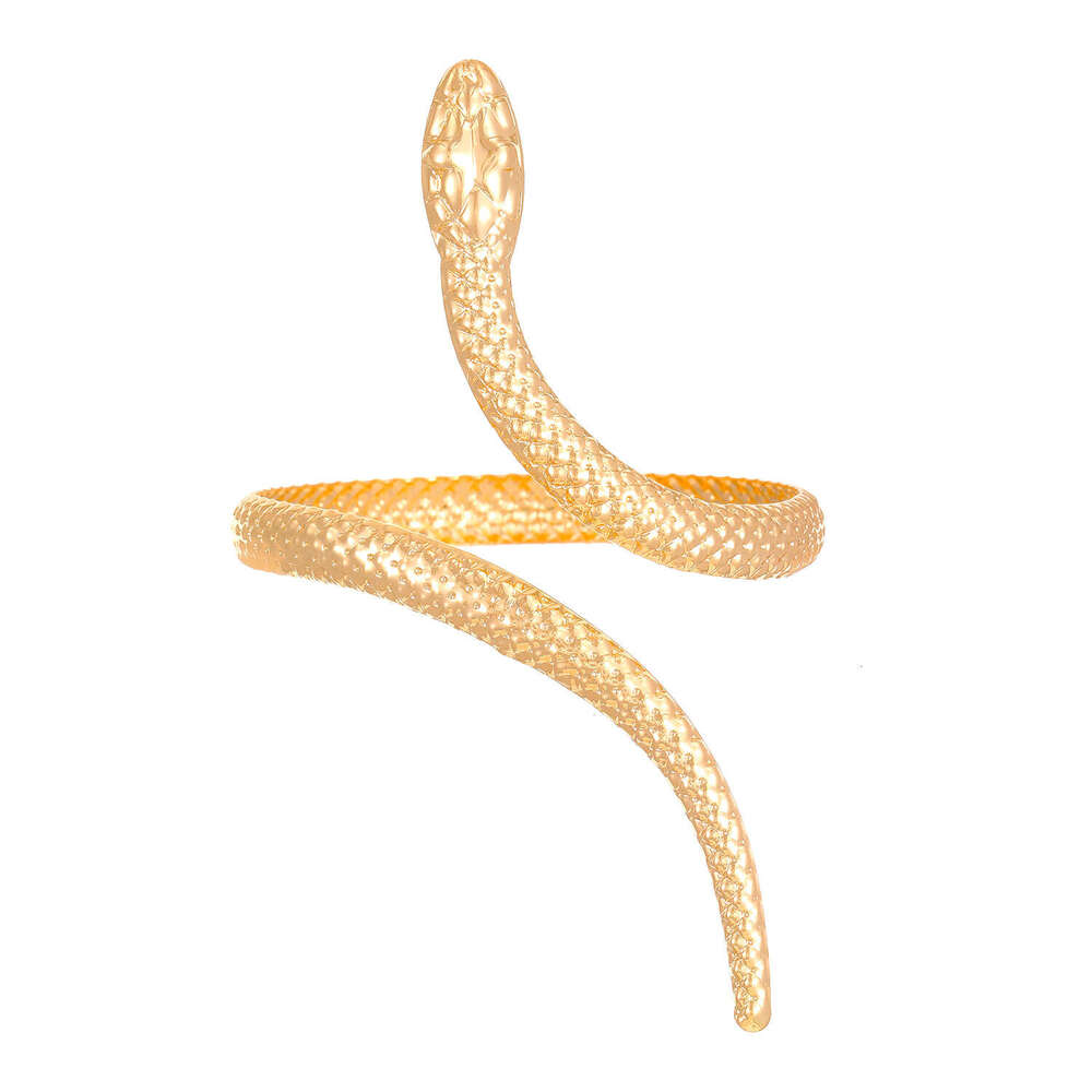 Fashion Exaggerated High-End Bracelet for Women Gold Yellow Snake-Shaped Adjustable Bangle Ring Set