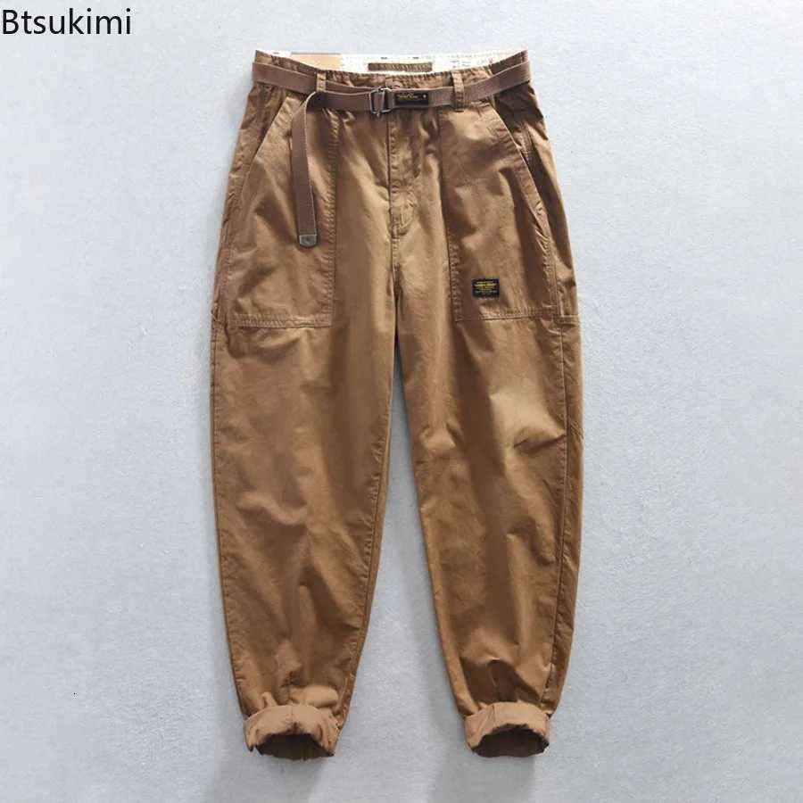 2025 Spring Autumn Mens 100% Cotton Cargo Pants Solid Casual Pants Fashion Big Pockets Baggy Trousers Harajuku Streetwear Men X250812