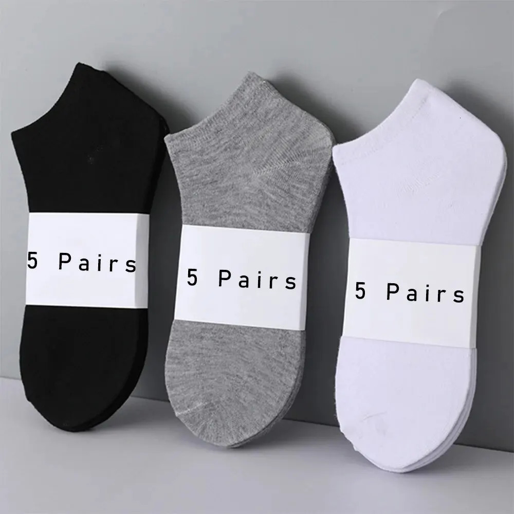 5 Pairs of Womensmens Boat Socks Invisible Low Cut Anti Slip Summer No Show Ankle Solid Color Casual Breathable 250805